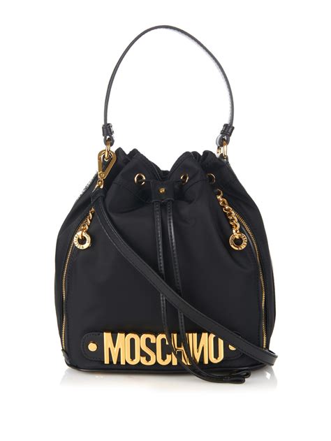 bifold bucket moschino bag.